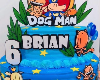 Dog Man Cake Topper - Kids Birthday - Party Decoration