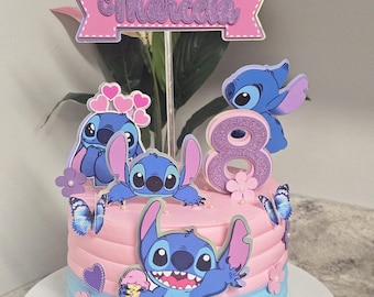 Decoration Anniversaire Stitch Bougies D'anniversaire Numu00e9ro 6,3D Bleu Bougie Chiffre 6,Decoration Gateau Anniversaire,Bougies Gu00e2teau Topper Decoration,Pour Les Enfants, Adultes Stitch Fille