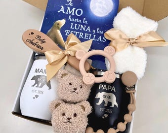 Set de regalo español para futuros padres Regalo familiar mexicano para el nacimiento de un hijo Set de regalo para padres jóvenes mamá papá