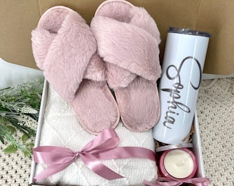 Birthday Custom Cozy Hygge Gift For Mother’s Day Her With Slippers And Blanket Thinking Of You Sending Hugs Gift Box For Women Get Well Soon