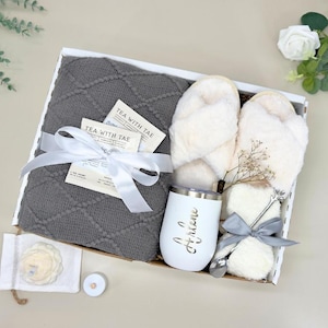 Thinking of you gift box, sending a hug, sympathy care package, self care gift basket, warm and cozy, thank you gift box, get well soon