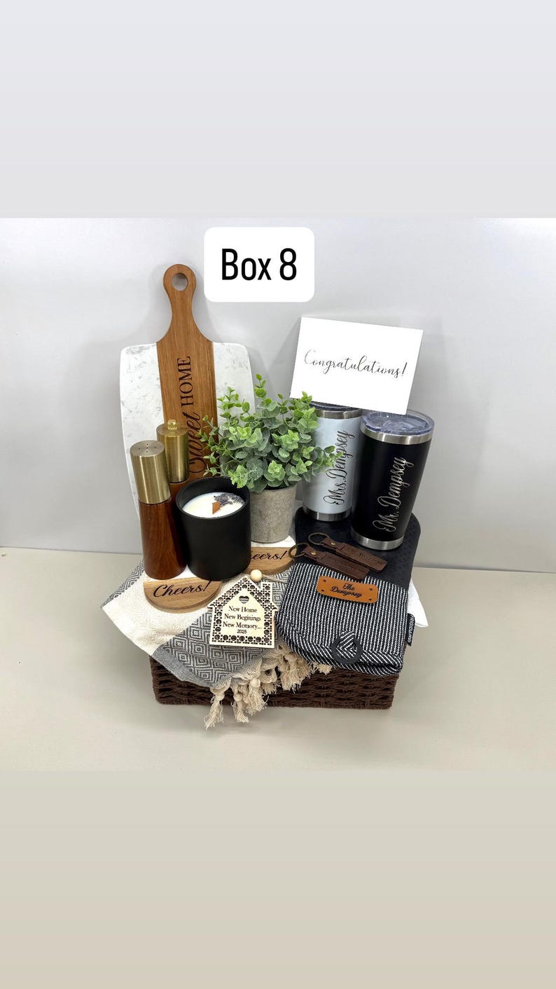 Housewarming Realtor Closing Gift Basket Welcome Home Gift for Clients New Homeowner Gift Box for Two Personalized New Home Gift Box 8