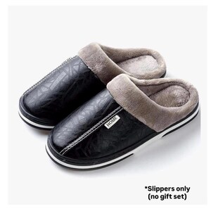 Personalized Gift Box for Him - Custom Name Tumbler, Blanket, Slippers & Socks - Cozy Winter Christmas Gift for Men, Husband, Dad, Grandpa Black Slippers 10-11