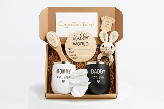 New Parents Gift Set for New Mom New Dad & Baby Newborn Baby Gift Basket Maternity and Expecting Gift Set New Parent Care Set Gender Neutral