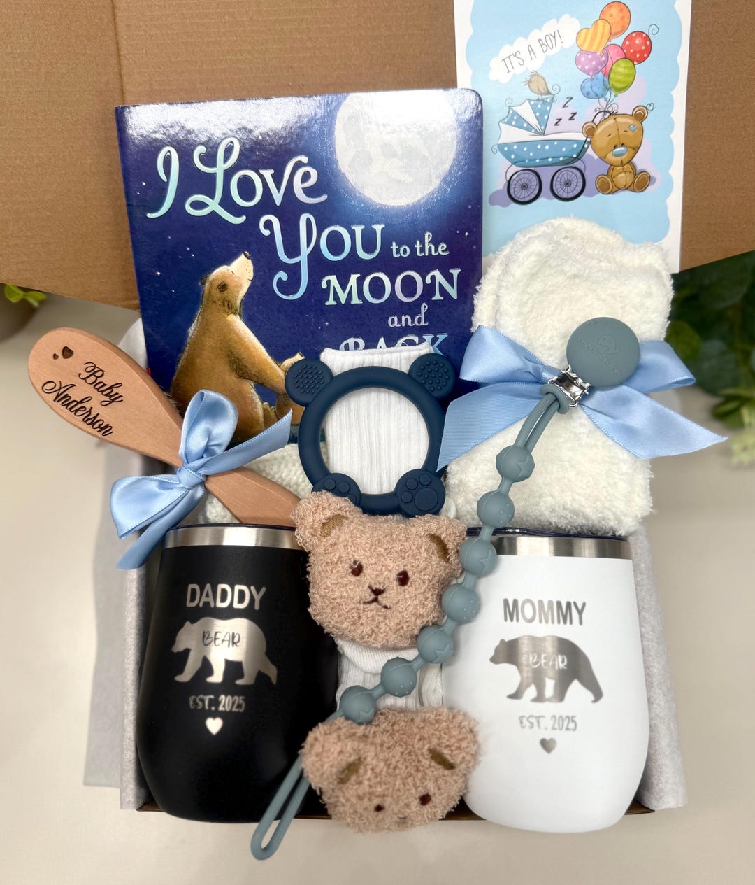 New Baby Boy Family Gift Box Expecting New Parents Gift Box for New Mom ...