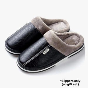 Personalized Gift Box for Him - Custom Tumbler, Cozy Slippers & Socks - Christmas Gift Set for Men, Boyfriend, Husband, Dad Holiday Basket onlySlippBlack10-11