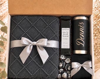 Personalized Father's Day Gift Box, Dad Tumbler, Coffee Socks, Treats