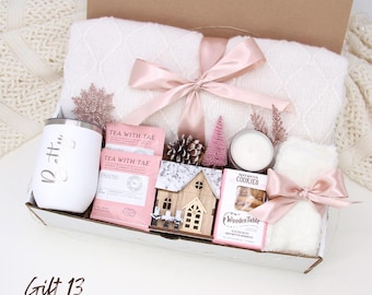 Winter Care Package For Women, Hug In A Box, Encouragement Gift Set, Hygge Gift Box, Thinking Of You, Cozy Self Care Basket, Blanket Gift