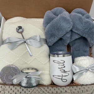 Big Cozy Hygge Birthday Gift Box For Her  Women Set With Slippers And Blanket Best Friend Gift Get Well Soon Mother’s Day Gift Care Package