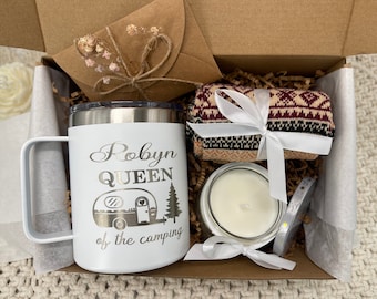 Personalized Camping Gift For Her Happy Queen Of Camping Women Gift Box For Camping Gift Outdoors Gift For Wife Camping Gift For Wife Camper