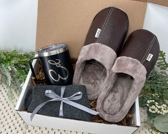 Gift For Him Father's Day Gift For Him Cozy Gift Box For Men With Slippers Personalized Mug Gift For Grandfather Grandpa Husband Custom Gift
