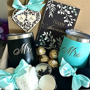 Personalized Hygge Holidays Set Care for Couples MR & MRS Basket Valentine’s Day Gifts for Two Married Couple Thank You Appreciation Gift