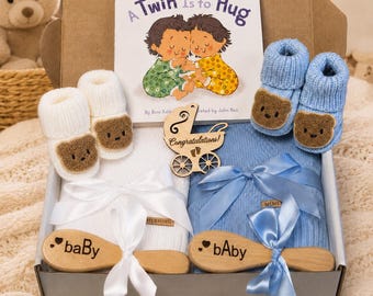 Twin Baby Gift Box, Twin Shower Gift, Twins Newborn Gift, Twin Boys, Twin Girls, Boy Girl Twins, Baby Shower Keepsake, Welcome Baby Twins