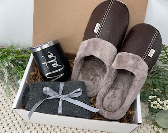 Gift for Him Gift Set For Dad With Slippers Gift For Father's Day For Grandpa Personalized Hygge Gift For Him Men Gift Box Sending Love
