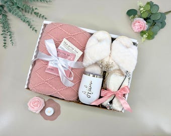Birthday Cozy Hygge Gift Box For Her Women Set With Slippers And Blanket Best Friend Gift Get Well Soon Recovery Mother Gift Self Care Gift