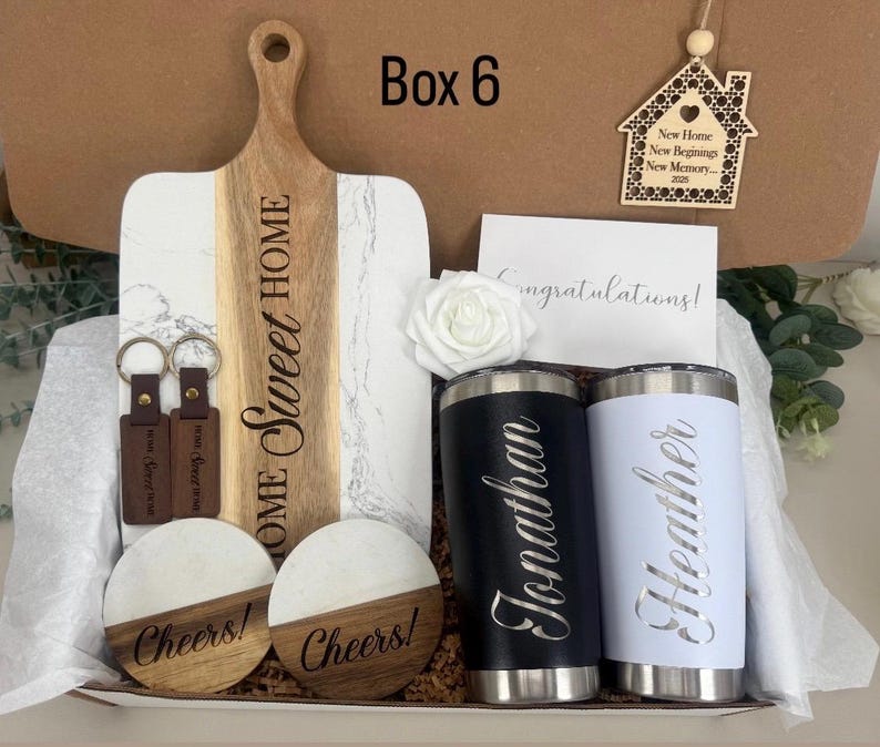 Housewarming Realtor Closing Gift Basket Welcome Home Gift for Clients New Homeowner Gift Box for Two Personalized New Home Gift Box 6