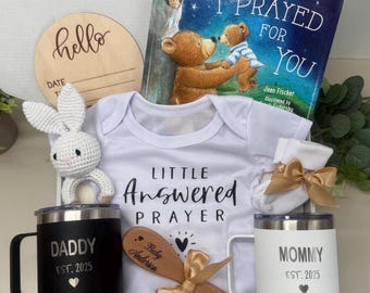God Answer Prayers Set for New Parents, Gift Box for New Mom Dad & Baby, Gift Basket for the Whole Family, New Parents To Be Care Package