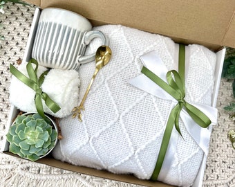Thinking Of You Gift Box For Women Get Well Soon Recovery Cozy Gift Basket For Her Hygge Gift Box with Succulent Gift For Mother Friend Mom