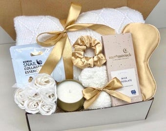 Mother's Day Gift Box for Mom, Cozy Spa Set with Blanket