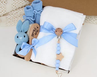 Baby Boy Gift Box – New Parent Mug Set, Personalized Baby Shower Basket