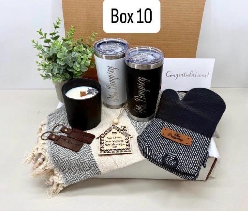 Housewarming Realtor Closing Gift Basket Welcome Home Gift for Clients New Homeowner Gift Box for Two Personalized New Home Gift Box 10