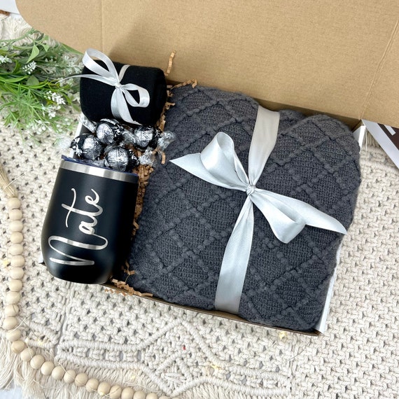 Gift for Men With Blanket Personalized Cozy Gift Box for Husband Dad  Brother Sending Hugs Gift for Him Hygge Gift Box for Men Get Well Soon 