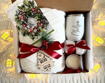 Custom Cozy Hygge Holidays Gift For Mom Grandma Friend Christmas Gift For Her Thinking Of You Sending Hugs Gift Box For Women Get Well Soon