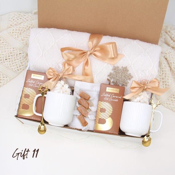 Holiday Gift for Friends, Hot Cocoa Gift Set, Hygge Gift Basket for Couples, Families, Cozy Winter Care Package