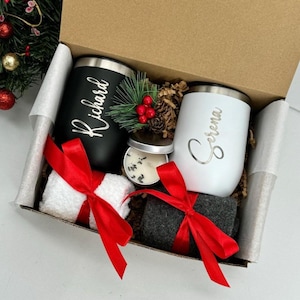 Christmas Gift Box For Couple Personalized Hygge Gift For Two Happy Holidays Custom Gift For Husband And Wife Just Married Thank You Gift