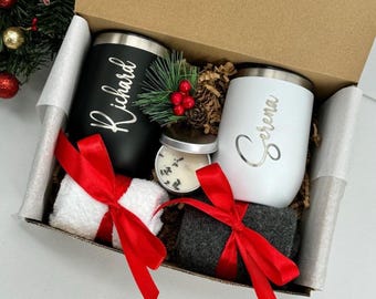 Christmas Gift Box For Couple Personalized Hygge Gift For Two Happy Holidays Custom Gift For Husband And Wife Just Married Thank You Gift