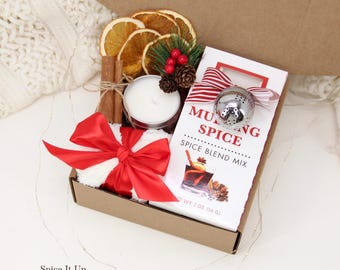 Gift Box For Wine Lovers, Holiday Gift With Mulling Spice Mix, Gift For Colleagues, Coworker Gift Set, Winter Gift For Mom