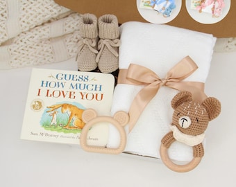 Gender Neutral Baby Gift, Newborn Blanket Box with Book