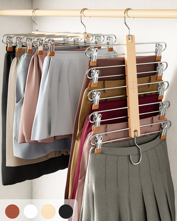 MORALVE Space Saving Skirt Hanger European Beechwood Tired Skirt Hangers Shorts Hangers Closet Organizers 2 Pack Natural Etsy