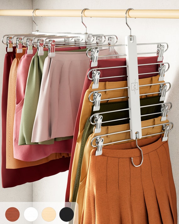 MORALVE Space Saving Skirt Hanger European Beechwood Tired Skirt Hangers Shorts Hangers Closet Organizers 2 Pack White Etsy