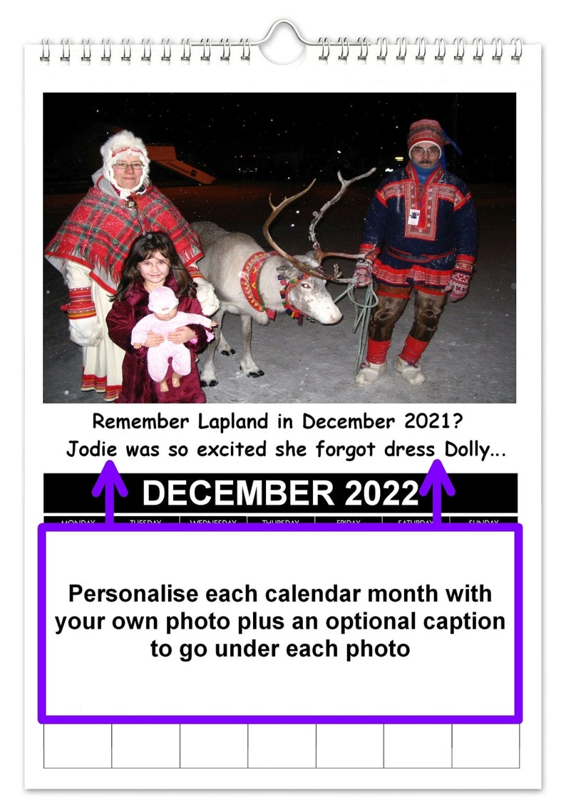 2024 Personalised Photo Calendar A5, A4, A3 Sizes Upload Your 12 Monthly Digital Photos