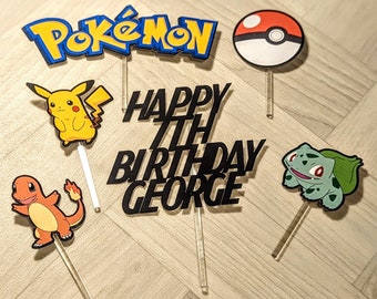 6 Piece Pokemon Cake topper pikachu Birthday