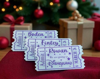Acrylic ticket - holiday / day out / Event / voucher / gift card / surprise / reveal - personalised gift
