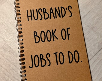 Husband jobs to do note book gift - first anniversary - 1st paper wedding