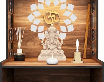 Teak Texture Pooja Mandir: Wooden Temple for Home & Office
