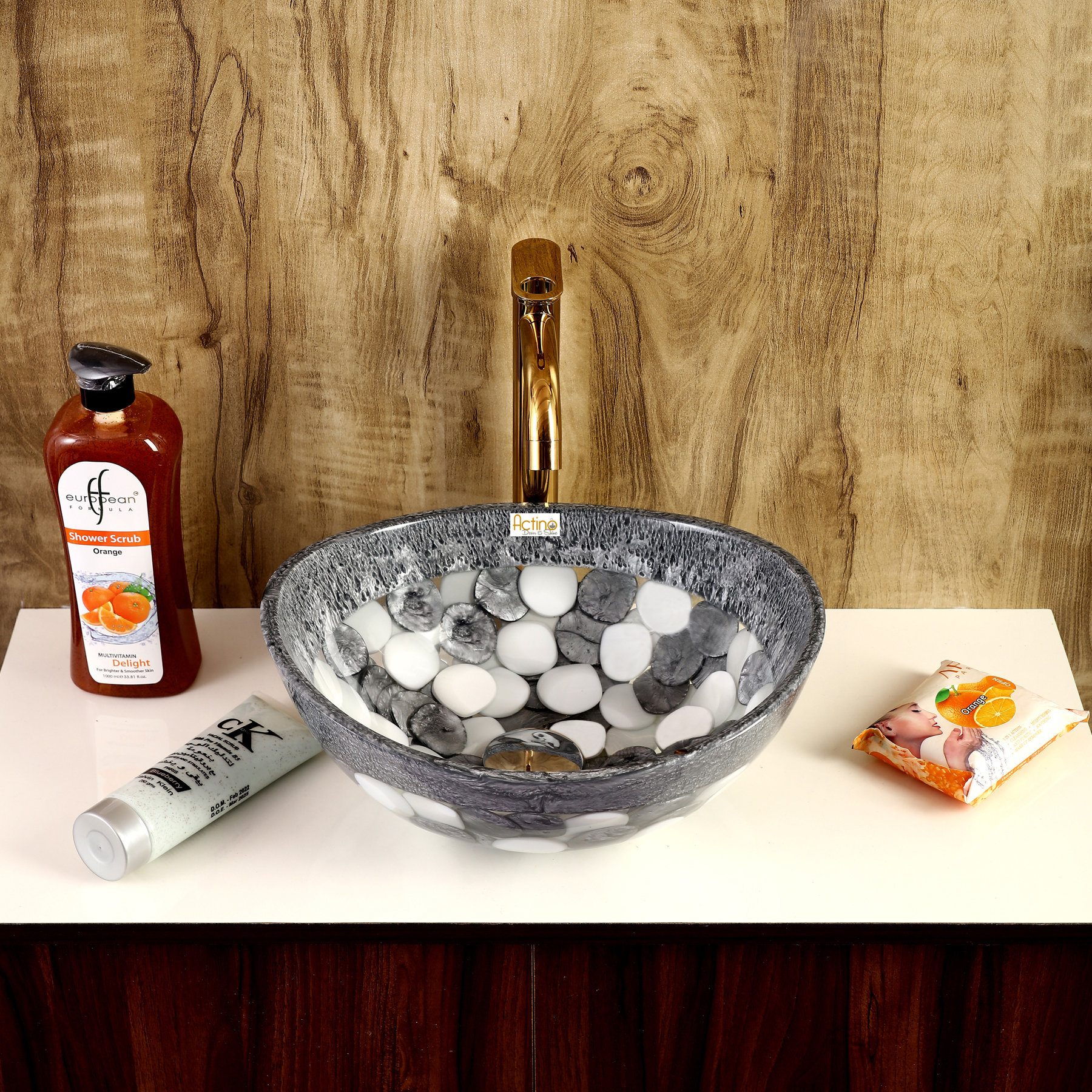 Grey & White handmade Bathroom sink, stylish wash basin, colourful wash basin for living room, Attactive table top wash basin, Glossy finish