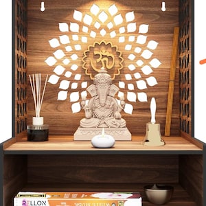 Teak Texture Pooja Mandir: Wooden Temple for Home & Office