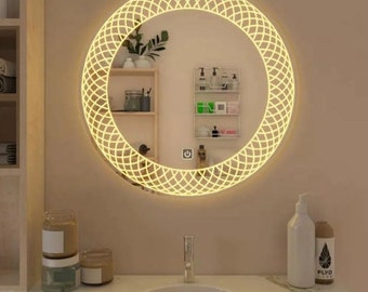 Handgefertigter LED-Spiegel, Badezimmerspiegel, Waschbeckenspiegel, LED-Dekospiegel, Touch-LED-Spiegel, LED-Spiegel, Touch-Schalter-Spiegel, Sensorspiegel