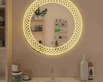 Handmade Round LED Bathroom Mirror: Touch Sensor Decorative Mirror