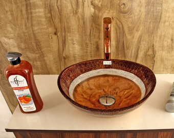 Brown and Gold handmade bathroom sink,wash basin,wash basin for living room,table top wash basin,vessel sink,counter top sink,sink,basin