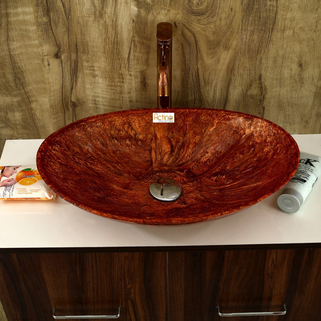 Copper Colour Handmade Bathroom Sink, Stylish Wash Basin, Colourful
