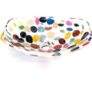 Handmade Multi Colour Resin Vessel Sink: Stylish Bathroom Basin