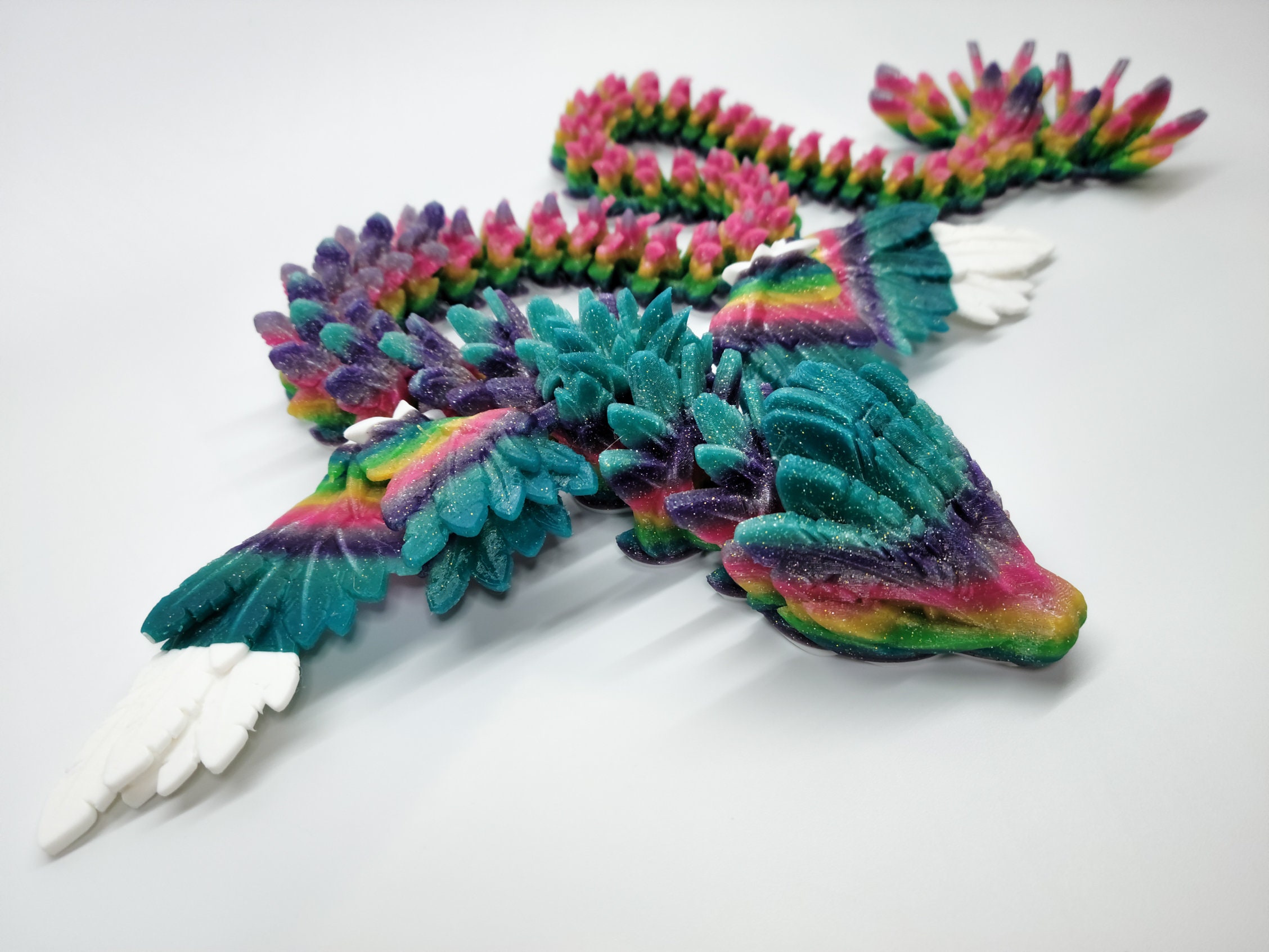 3D Printed Feather Flying Dragon Model Tabletop Decoration Gift