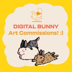 DIGITAL Bunny Art Commission | Bunny, Affordable, Hawaii, Seattle, Rabbit Drawing, Personalized, Kawaii, Cheap, OC, Fanart, Cute