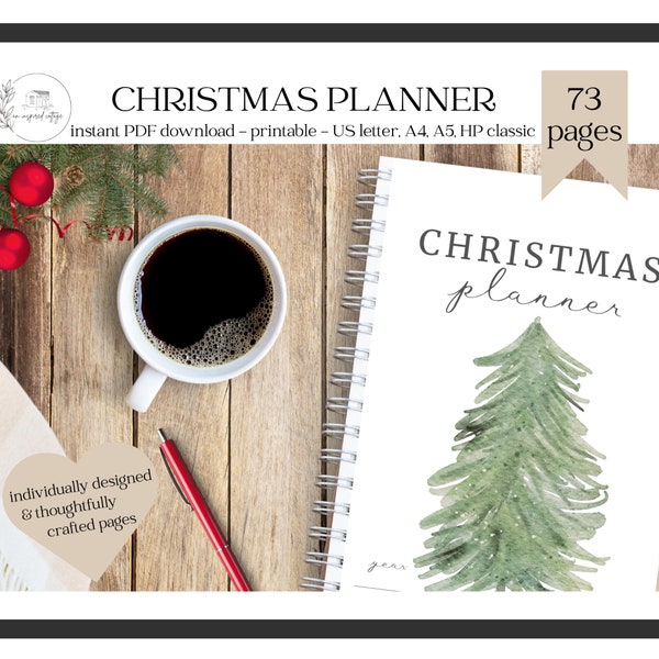 Christmas Planner Printable, INSTANT DIGITAL DOWNLOAD, Christmas Organizer, Holiday Planner, Christmas Lists, Christmas Binder, Printable