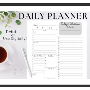 Daily Planner Printable, INSTANT DOWNLOAD, Planner Printable, To Do List, Checklist, Planner Insert, Daily Habits, Organize, Day Planner
